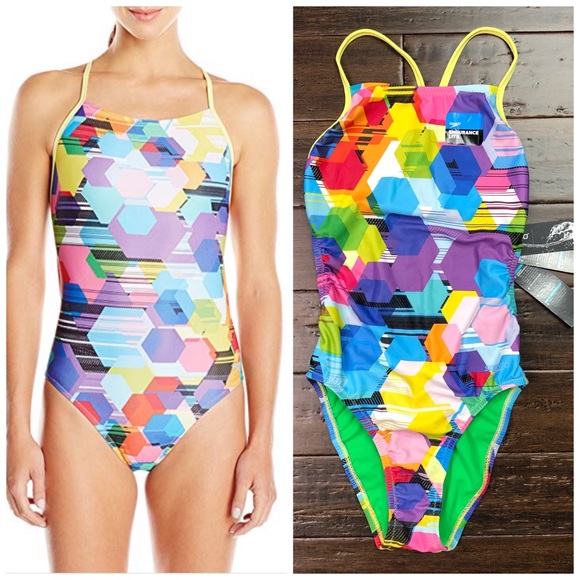 Speedo Poly Gone Mesh Back Endurance Swimsuit New - Picture 1 of 8